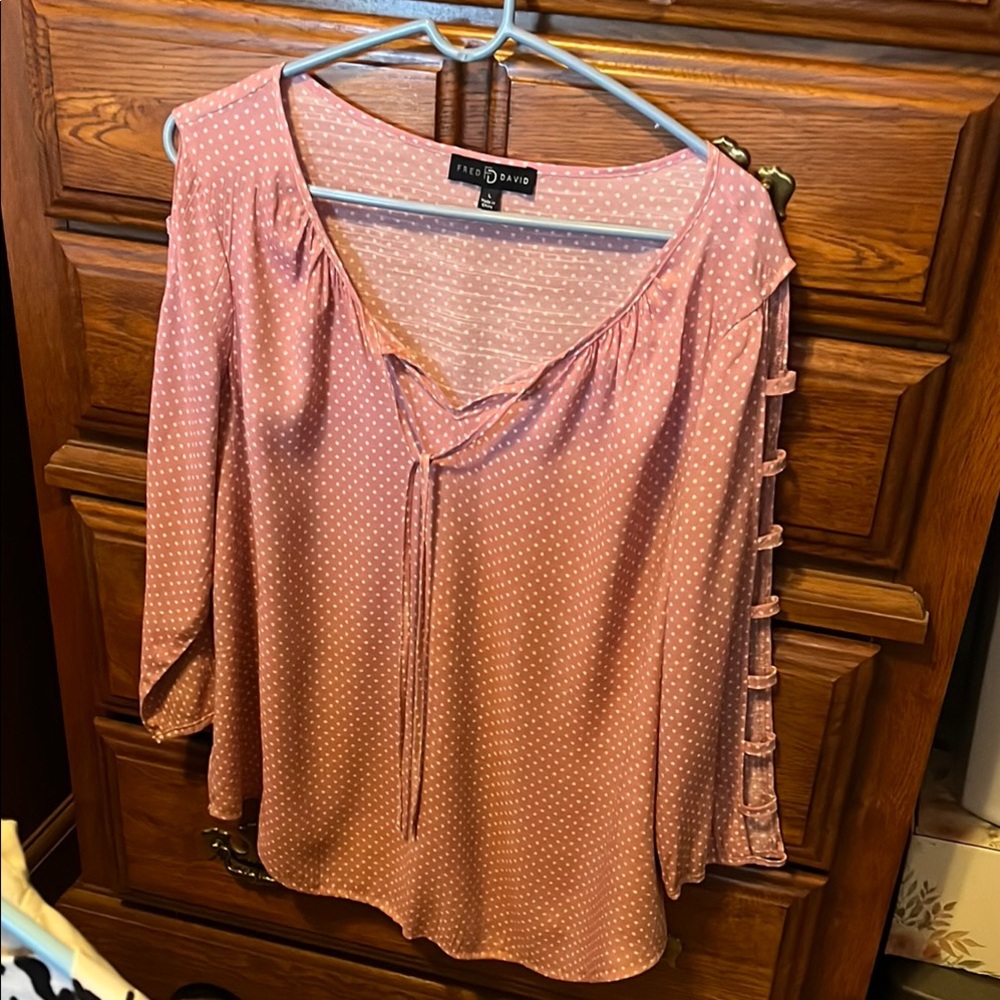 Fred David Pink Polka Dot Women's Top